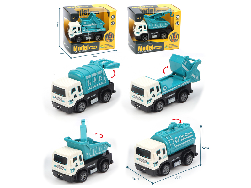 1:64 Pull Back Solid Sanitation Truck