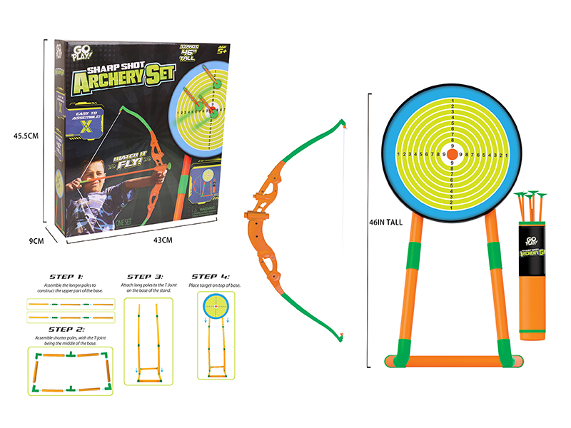 1.2M Archery Target + Large Size Bow And Arrow Set(5 Suction Cup Arrows, Instruction Manual)