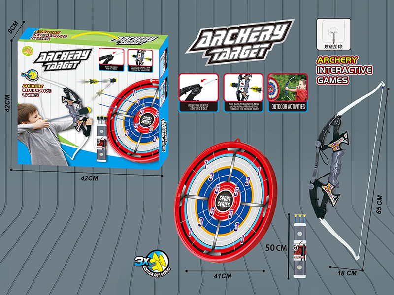 Large Size Bow And Arrow Set + Archery Target + Hook