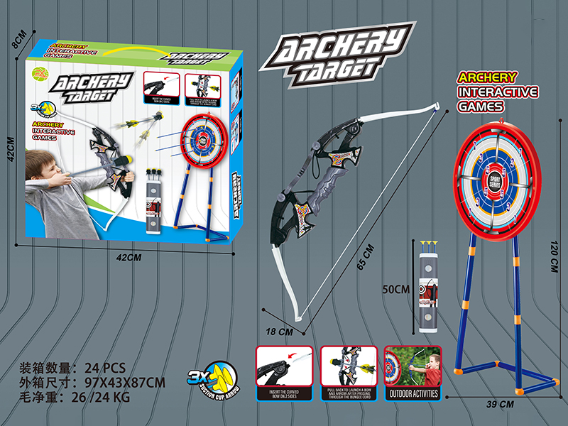 1.2M Archery Target + Large Size Bow And Arrow Set
