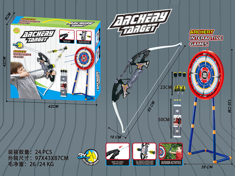 1.2M Archery Target + Large Size Bow And Arrow Set + 3 Missiles