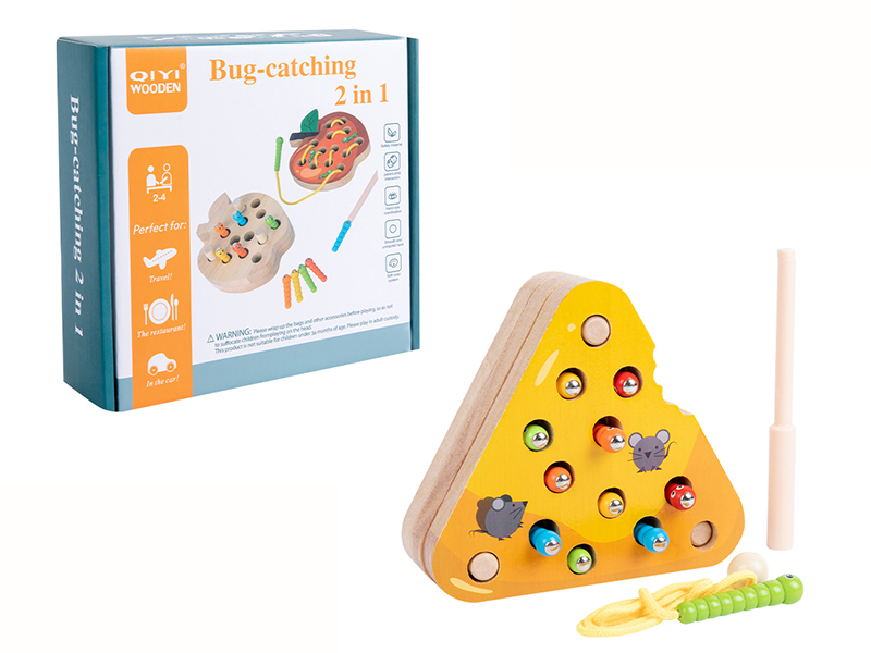 Wooden Cheese Catching Bug 2 In 1 Game