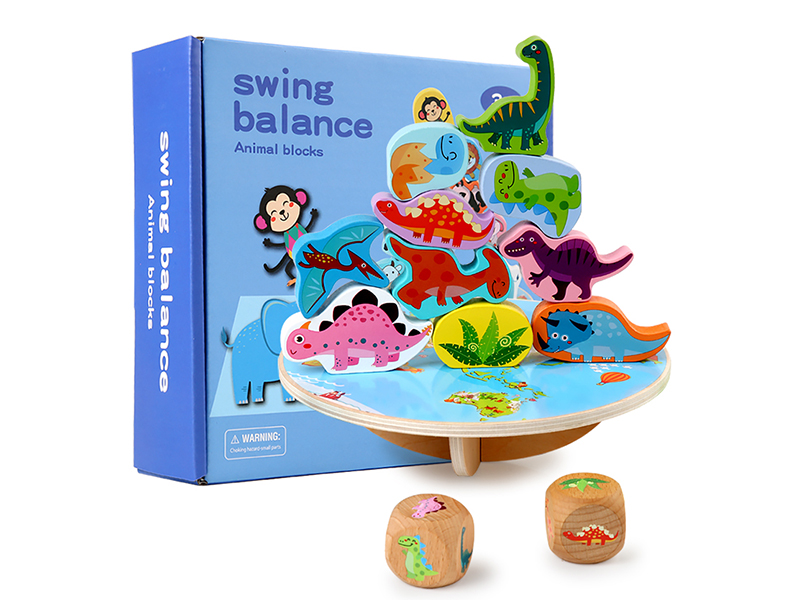 Wooden Swing Balance Dinosaur Blocks