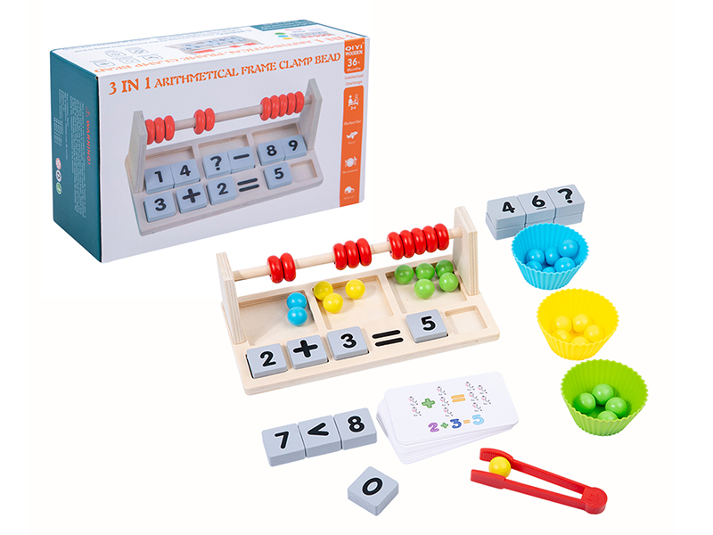 Wooden 3 In 1 Arithmetical Frame Clamp Bead