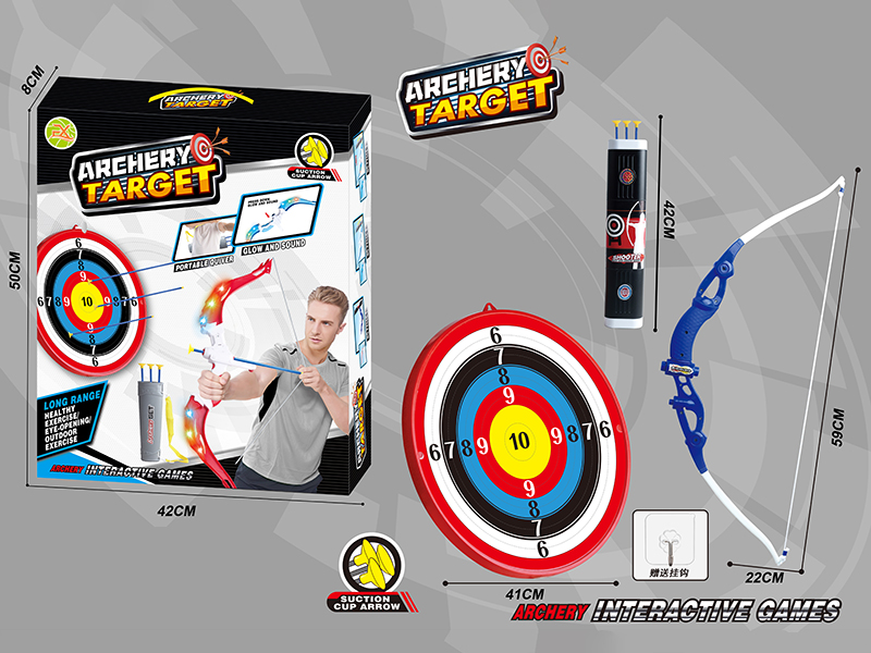 Large Size Bow And Arrow Set + Target + Hook