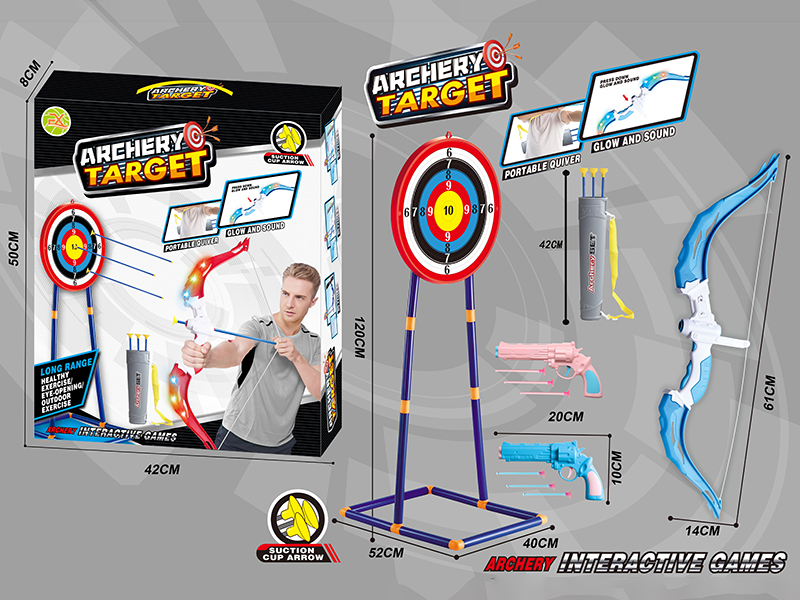 1.2M Archery Target + Large Size Bow And Arrow Set + 2 Needle Guns