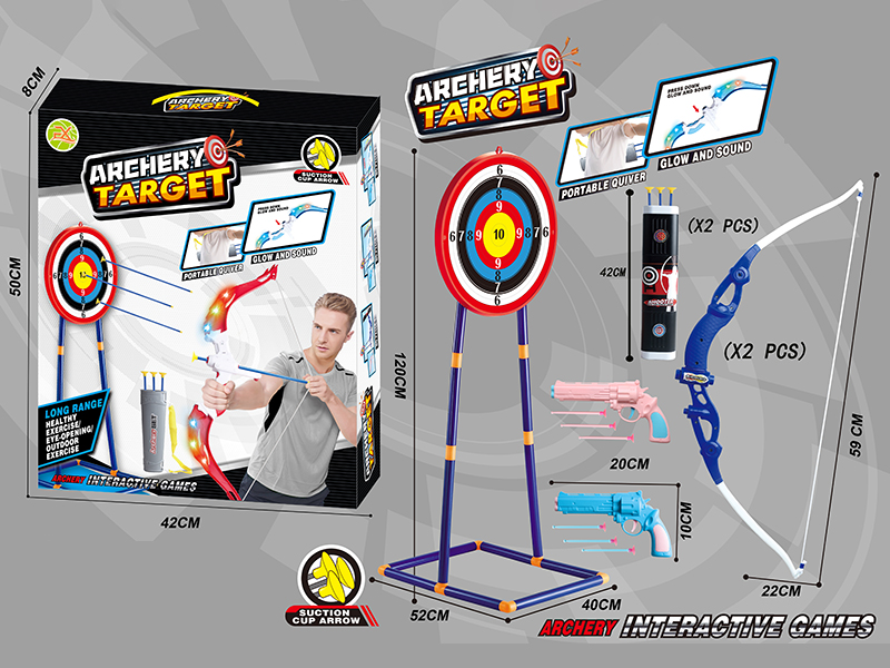 1.2M Archery Target + Large Size Two Bow And Arrow Set + 2 Needle Guns