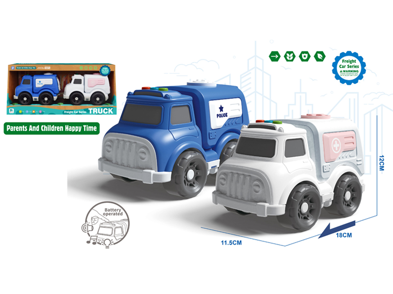 Slide Police Car+Ambulance(2PCS)