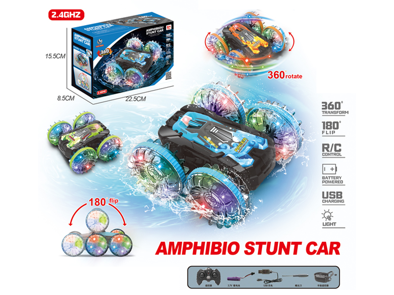 2.4G Dual R/C Transparent Wheel Amphibious Stunt Vehicle With Light