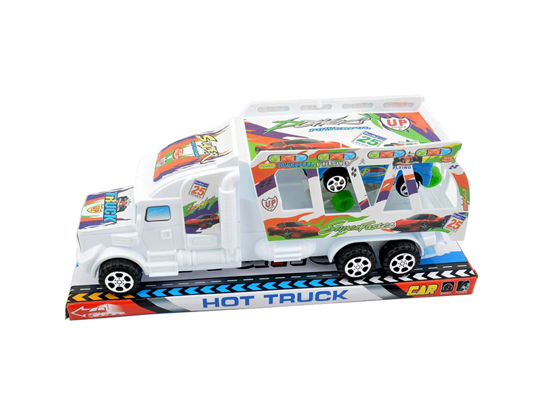 Solid Color Friction Transport Truck With 2 Slide Cars