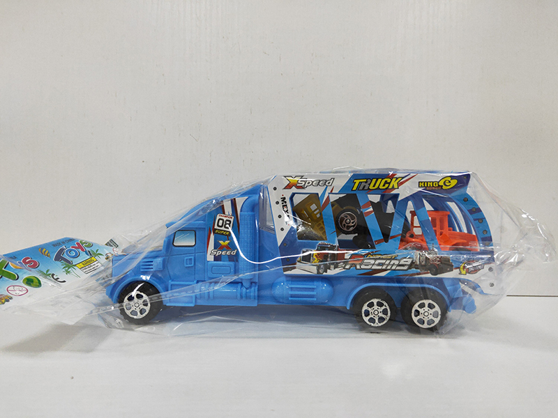 Solid Color Slide Transport Truck With 2 Pull Back Engineering Trucks