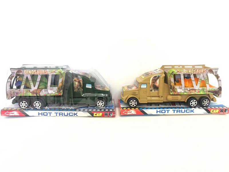 Solid Color Friction Transport Truck With 2 Dinosaurs