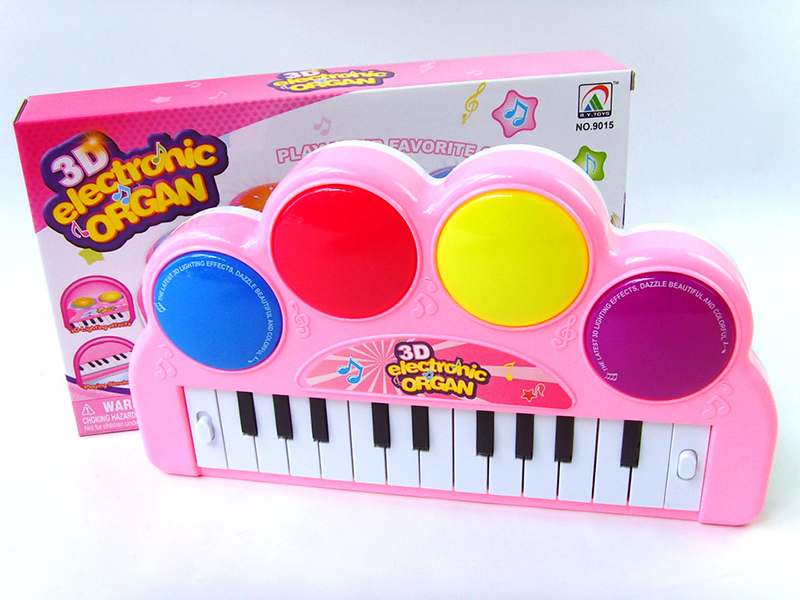 Electronic Organ(Pink)3D Light/Music/13 Keys