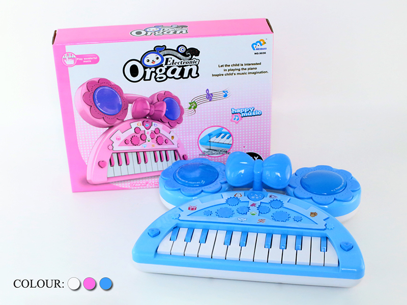 Cartoon Electronic Organ(White/Pink/Light Blue)3D Light/Music/Sound/22 Keys