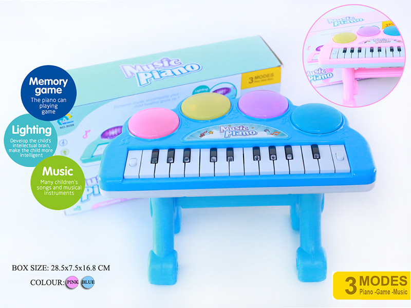 Multifunctional Memory Game Electronic Organ(Pink/Light Blue)Light/Music/With Bracket/22 Keys