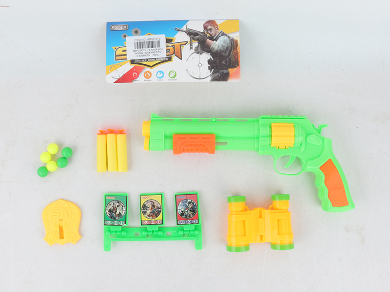Soft Bullet & Ping-Pong Ball Gun + Telescope + Target + Police Badge