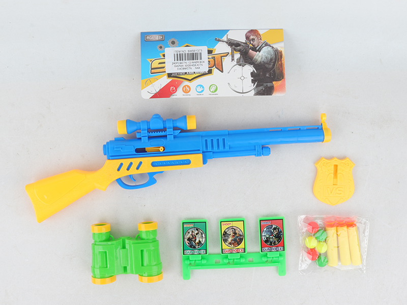 Soft Bullet & Ping-Pong Ball Gun + Telescope + Target + Police Badge