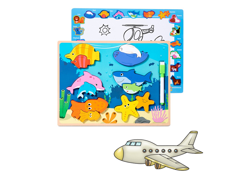 Large 2 In 1 Wooden Puzzle Toy (Puzzle+Drawing Board)