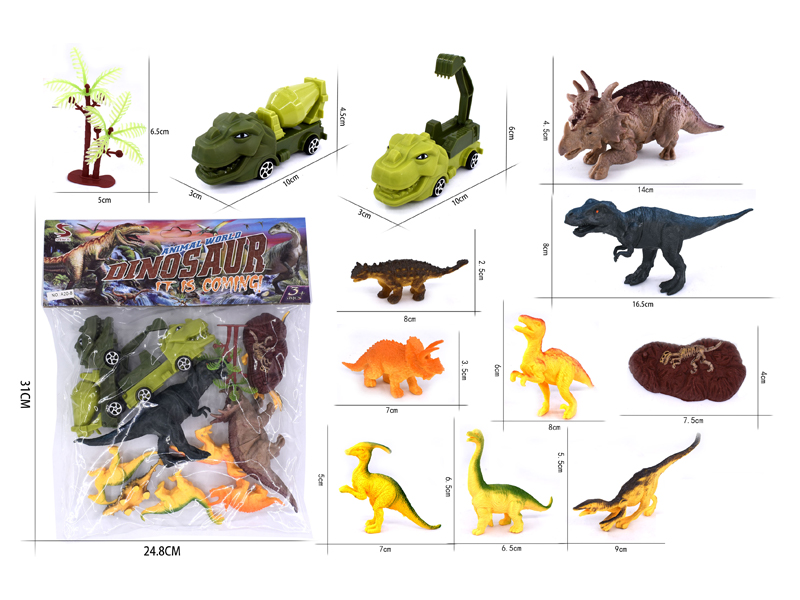 Dinosaur Engineering Vehicle Slide Dinosaur Set