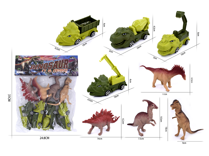 Dinosaur Engineering Vehicle Slide Dinosaur Set