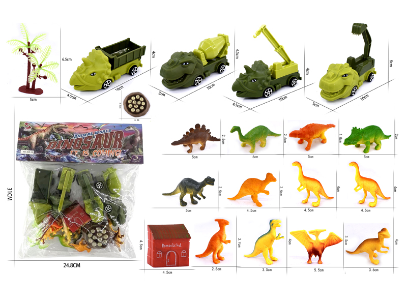 Dinosaur Engineering Vehicle Slide Dinosaur Set