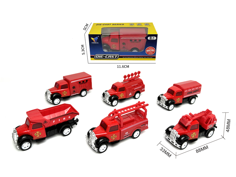 1:50 Alloy Pull Back Retro Fire Truck