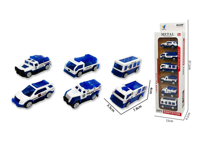 1:64 Slide Alloy Police Car （6PCS）