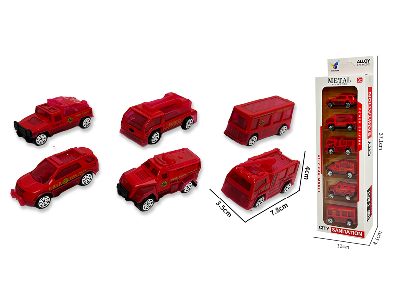 1:64 Slide Alloy Fire Truck（6PCS）