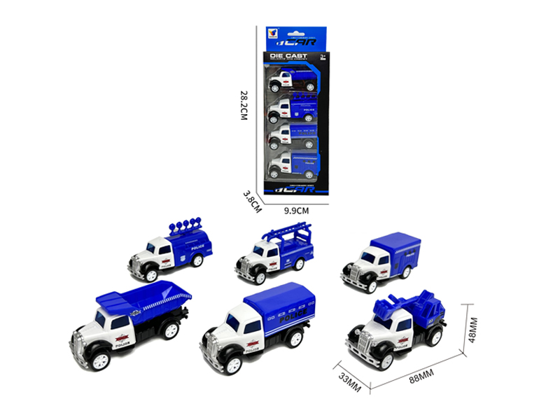 Alloy Pull Back Retro Police Car(4PCS)