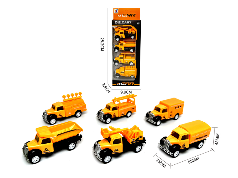 Alloy Pull Back Retro Engineering Vehicle(4PCS)