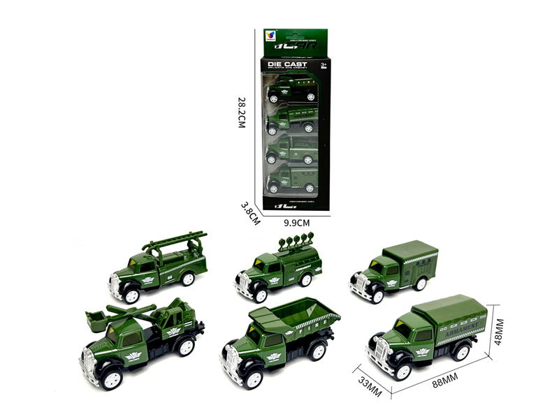 Alloy Pull Back Retro Military Vehicle(4PCS)