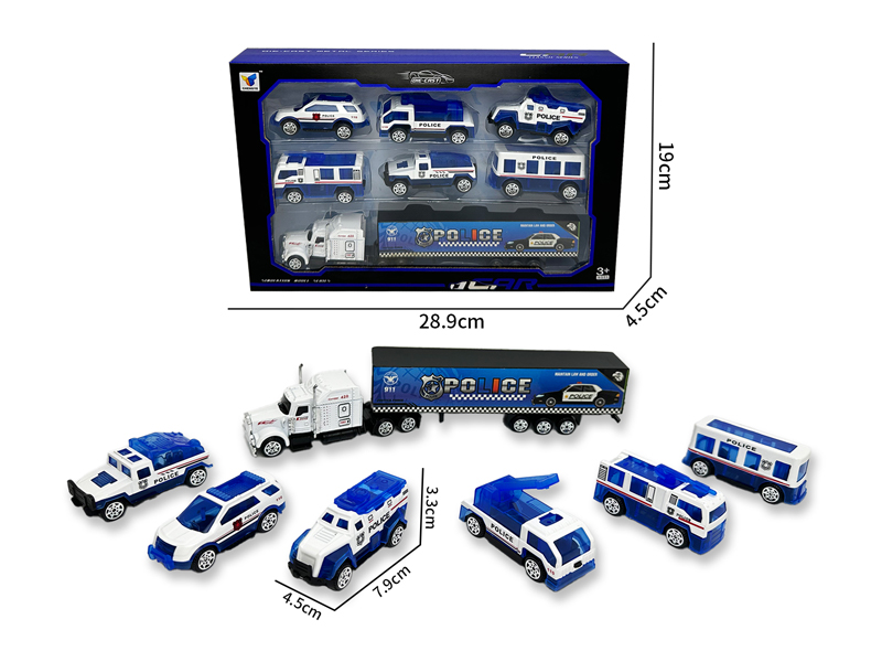 1:64 Slide Alloy Police Car  Set