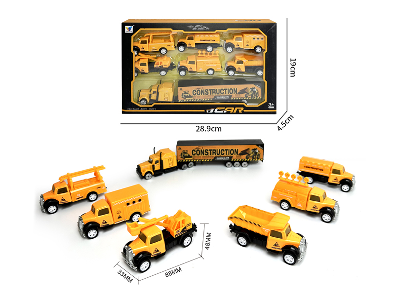 1:50Alloy Pull Back Retro engineering vehicle Set