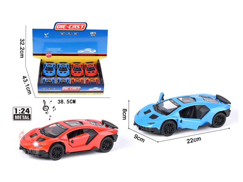 1:24Alloy Pull Back Car With Light And Music（8Pcs）