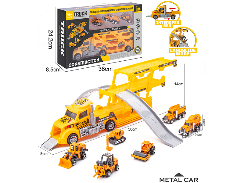 Folding Container Truck Alloy Engineering Truck Track Scene
