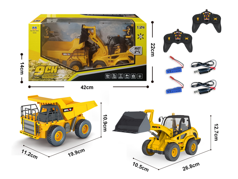 1:24 9Ch R/C Dump Truck+Bulldozer