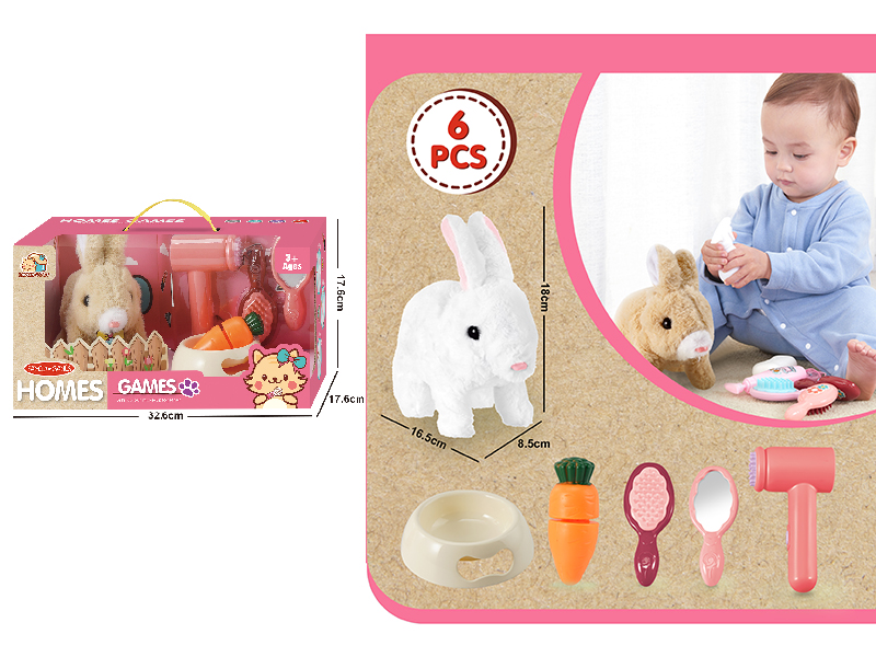 Electric Plush Pet Rabbit Care Set 6PCS