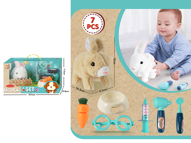Electric Plush Pet Rabbit Medical Set 7PCS