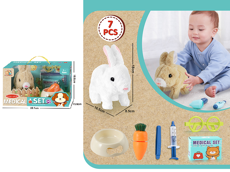 Electric Plush Pet Rabbit Medical Set 7PCS