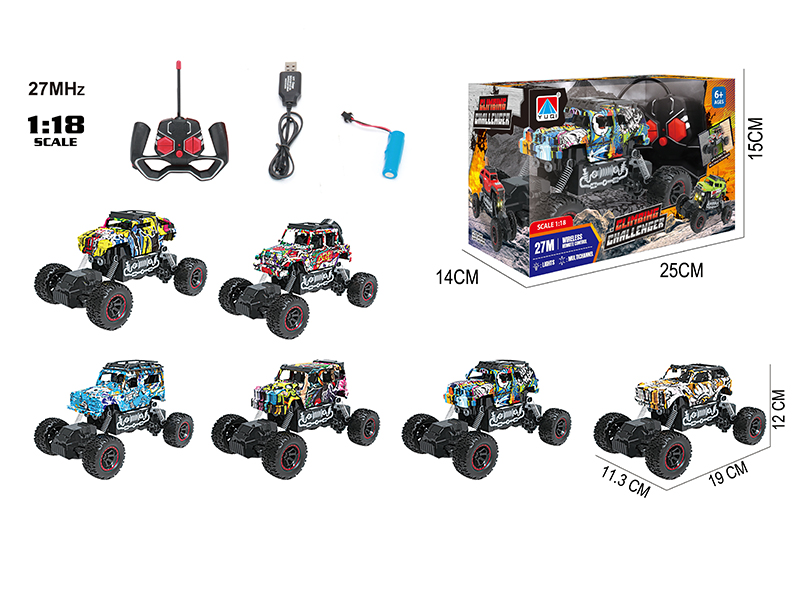 1:18 4 Channel Remote Control Graffiti Climbing Car With Light
