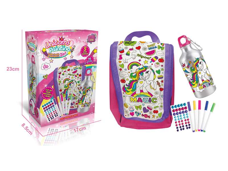 Unicorn Graffiti Water Bottle+Handbag