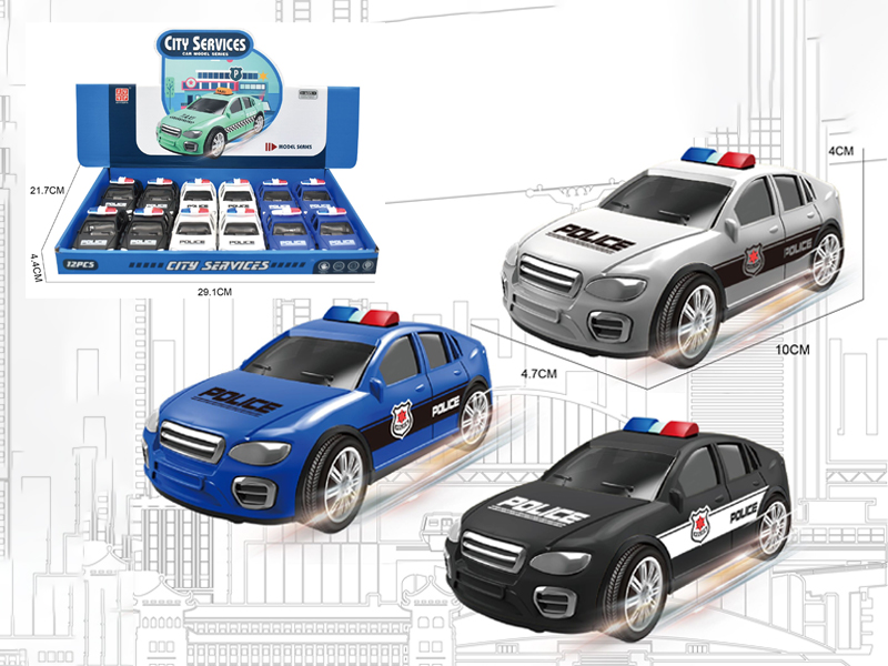 12PCS Friction Police Car