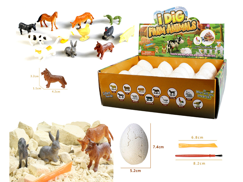 12PCS DIY Archaeological Farm Animal Eggs