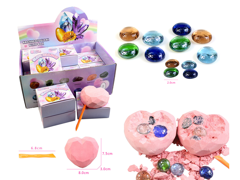 18PCS DIY Archaeological Peach Heart Treasure Gem