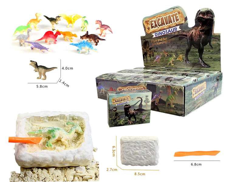 18PCS DIY Archaeological Colored Dinosaur