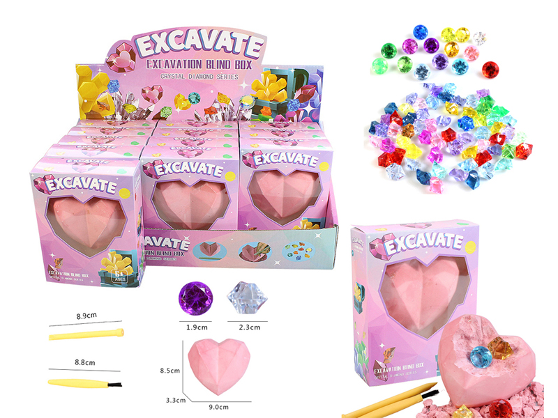 12PCS DIY Archaeological Peach Heart Treasure Gem