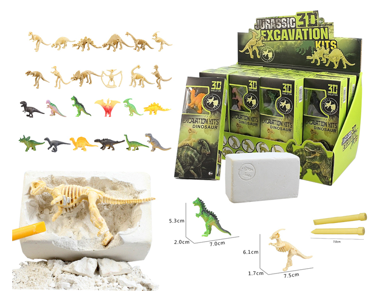 12PCS DIY Archaeological Dinosaur Skeleton Fossils