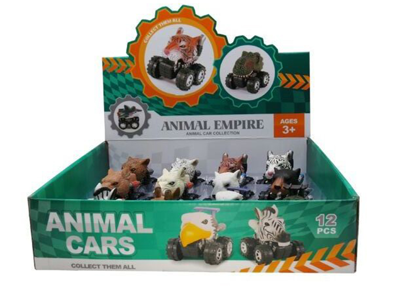 Friction/Pull Back Animal Car 12pcs
