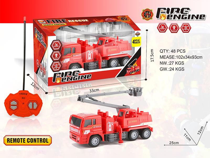 4-Channel Remote Control Fire Engine With Light(Folding Ladder Truck)