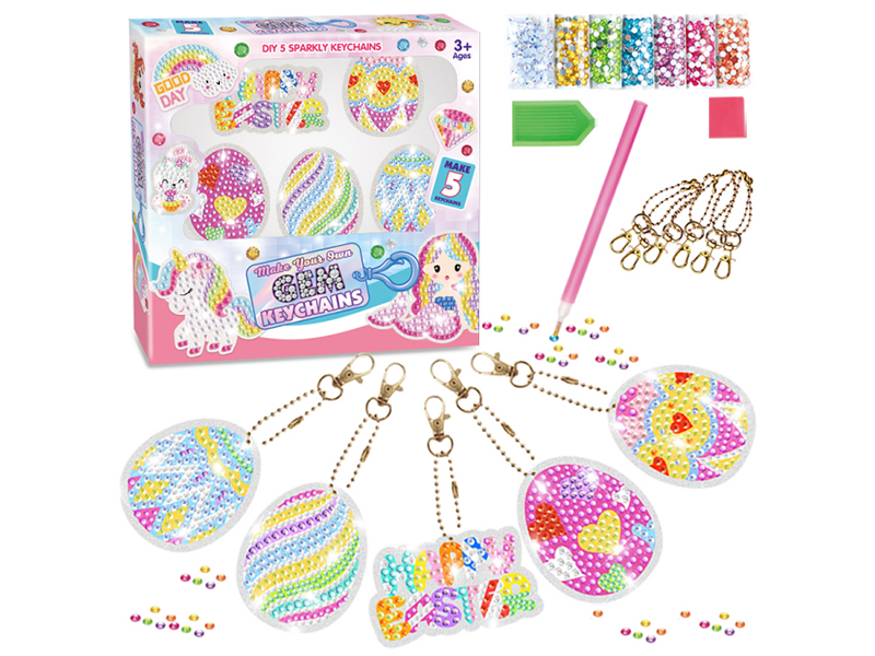 DIY Egg Diamond Painting Keychains Set